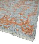 Modern 8x10 Silver and Rust Traditional Carved Pattern Handmade Wool Area Rug by The Rug Decor