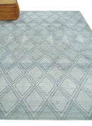 Modern 8x10 Silver, Ivory and Charcoal Geometrical Handmade Art Silk Area Rug by The Rug Decor