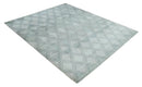 Modern 8x10 Silver, Ivory and Charcoal Geometrical Handmade Art Silk Area Rug by The Rug Decor
