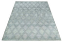 Modern 8x10 Silver, Ivory and Charcoal Geometrical Handmade Art Silk Area Rug by The Rug Decor