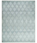 Modern 8x10 Silver, Ivory and Charcoal Geometrical Handmade Art Silk Area Rug by The Rug Decor