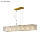 GobekUsa Modern 9-Light Island Pendant in Gold with Transparent Crackle Glass