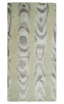 Modern Abstract 2x3 Beige and Gray Hand Knotted Entryway Wool and Silk Area Rug | TRD3367123