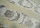 Modern Abstract 2x3 Beige and Gray Hand Knotted Entryway Wool and Silk Area Rug | TRD3367123