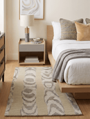 Beige and Gray Modern Abstract Hand Knotted Area Rug 2x3 Wool Bamboo Silk Fibers
