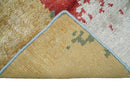 Wool Bamboo Silk Area Rug 2x4 - Modern Abstract Blue Red Gold