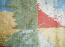 Modern Abstract 2x4 Blue, Red and Gold Hand Knotted Entryway bamboo silk Area Rug | TRD3152224