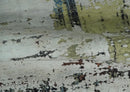 Modern Abstract 2x4 High Low Ivory and Olive Real Silk and Wool Rug made | N1924