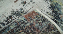 Modern Abstract 2x4 High Low Ivory and Olive Real Silk and Wool Rug made | N1924