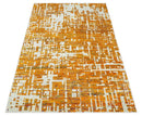 Modern Abstract 5x8 and 5.5x8.5 Gold and Ivory Recycled Art Silk Area Rug