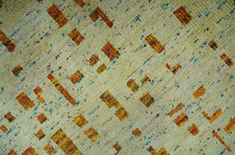 Modern Abstract 5x7 Gold and Beige Recycled Art Silk Area Rug