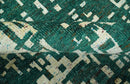Modern Abstract 5x7.6 Hand Knotted Green and Beige Contemporary Recycled Silk Rug