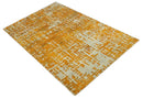 Modern Abstract 6x9 Gold and Ivory Recycled Art Silk Area Rug