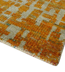 Modern Abstract 6x9 Gold and Ivory Recycled Art Silk Area Rug