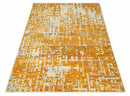 Modern Abstract 6x9 Gold and Ivory Recycled Art Silk Area Rug