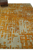 Modern Abstract 6x9 Gold and Ivory Recycled Art Silk Area Rug