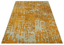 Modern Abstract 6x9 Gold and Ivory Recycled Art Silk Area Rug