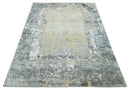 Modern Abstract 8x10 Beige, Ivory and Gray Hand Knotted Bamboo Silk and Wool Area Rug by The Rug Decor