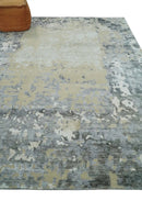 Modern Abstract 8x10 Beige, Ivory and Gray Hand Knotted Bamboo Silk and Wool Area Rug by The Rug Decor