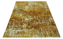 Modern Abstract 8x10 Gold, Rust and Ivory Hand Knotted Recycled Art Silk Rug