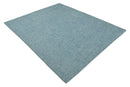 Modern Abstract 8x10 Hand Loomed Silver and Aqua High Low Pile Blended Wool Rug by The Rug Decor