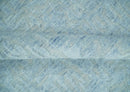 Modern Abstract 8x10 Hand Loomed Silver and Aqua High Low Pile Blended Wool Rug by The Rug Decor