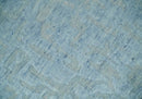 Modern Abstract 8x10 Hand Loomed Silver and Aqua High Low Pile Blended Wool Rug by The Rug Decor