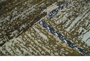 Modern Abstract 8x10 Ivory, Olive and Dark Blue Hand Knotted Bamboo Silk Area Rug by The Rug Decor