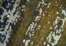Modern Abstract 8x10 Ivory, Olive and Dark Blue Hand Knotted Bamboo Silk Area Rug by The Rug Decor