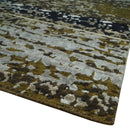 Modern Abstract 8x10 Ivory, Olive and Dark Blue Hand Knotted Bamboo Silk Area Rug by The Rug Decor