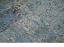 Modern Abstract Beige, Blue and Charcoal Hand knotted 8x10 wool and Bamboo Silk Area Rug