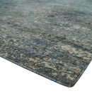 Modern Abstract Beige, Blue and Charcoal Hand knotted 8x10 wool and Bamboo Silk Area Rug