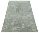 Modern Abstract Beige, silver, Gray and Charcoal 5x8 Hand loom Viscose Area Rug