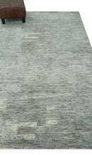 Modern Abstract Beige, silver, Gray and Charcoal 5x8 Hand loom Viscose Area Rug
