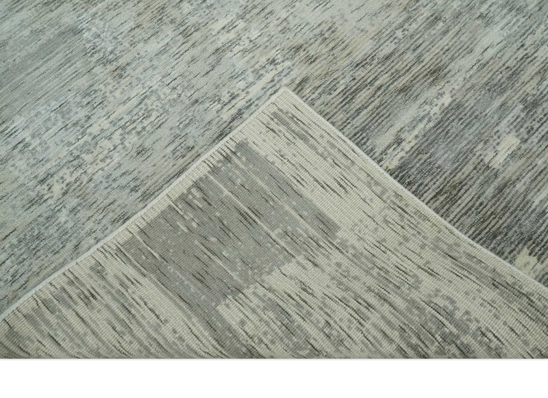 Modern Abstract Beige, silver, Gray and Charcoal 5x8 Hand loom Viscose Area Rug
