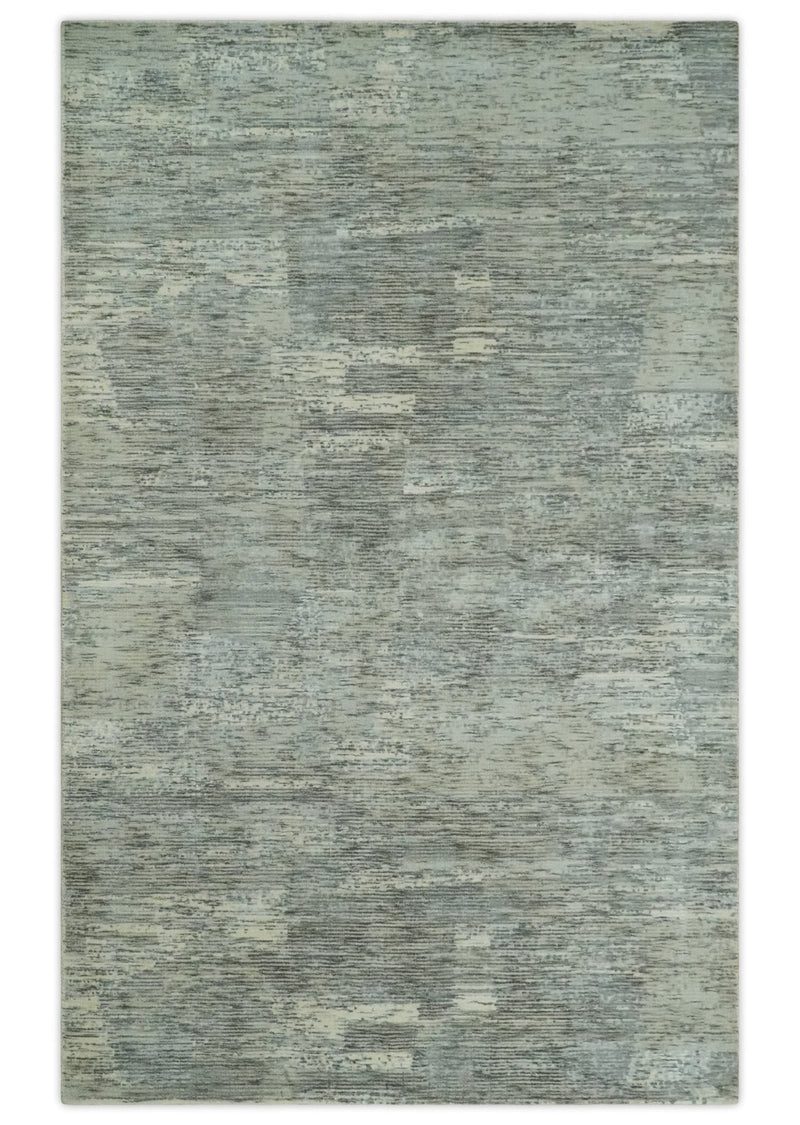 Modern Abstract Beige, silver, Gray and Charcoal 5x8 Hand loom Viscose Area Rug