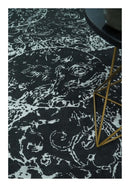 Modern Abstract Black and Silver Hand Knotted 6x9 Wool and Bamboo silk Area Rug