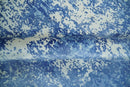 Modern Abstract Blue and Ivory Hand loom 5.6x8 Wool and Viscose Area Rug