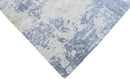 Modern Abstract Design Blue and Ivory Hand Loomed Art Silk Area Rug