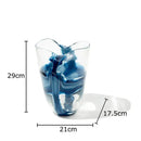 GobekUsa Blue Striped Glass Vase for Plant Arrangement and Room Decor
