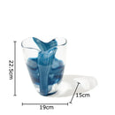 GobekUsa Blue Striped Glass Vase for Plant Arrangement and Room Decor