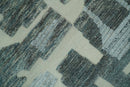 Modern abstract Carved Texture Green, Ivory and Silver 5x8 Hand Knotted Wool Area Rug