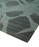 Modern Abstract Charcoal and Gray Hand loom 6x9 Wool and Art Silk Area Rug