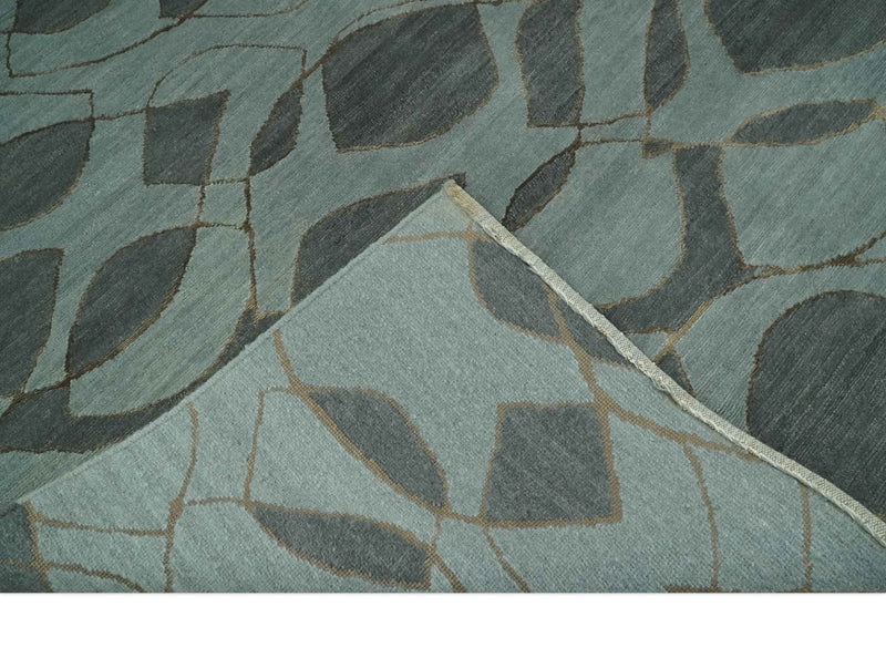 Modern Abstract Charcoal and Gray Hand loom 6x9 Wool and Art Silk Area Rug