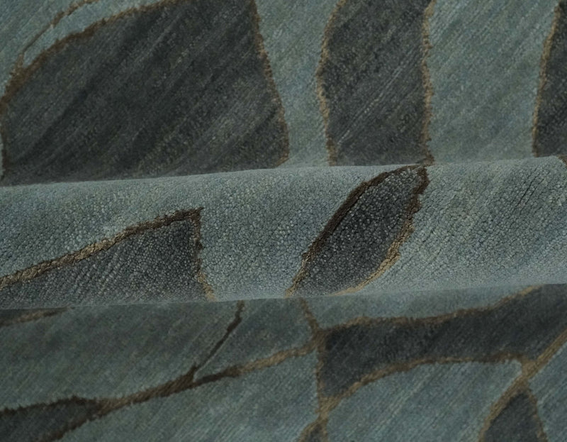 Modern Abstract Charcoal and Gray Hand loom 6x9 Wool and Art Silk Area Rug