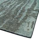 Modern abstract Charcoal and Light Blue Hand knotted 5x8 wool Area Rug by The Rug Decor