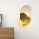 GobekUsa Minimalist Clear Glass Rock Wall Sconce: Black/Gold LED Flush Mount for Dining Room