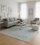Modern Abstract Design Beige And Gay 8x10 Hand Knotted Wool Area Rug