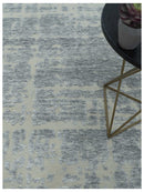 Modern Abstract Design Beige And Gay 8x10 Hand Knotted Wool Area Rug