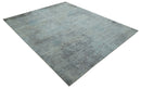 Abstract Blue And Gray  8x10 Hand Knotted Bamboo Silk Area Rug
